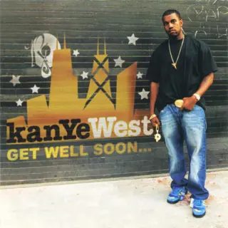 Get Well Soon... cover art, Kanye West standing against the Chicago skyline mural